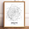 Eleville Unframed Abilene Texas City View Abstract Road Modern Map Art Print Poster Wall Office Home Decor Minimalist Line Art Hometown wgn230 - Image 2