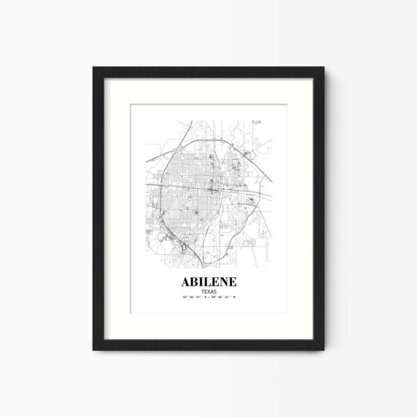 Eleville Unframed Abilene Texas City View Abstract Road Modern Map Art Print Poster Wall Office Home Decor Minimalist Line Art Hometown wgn230