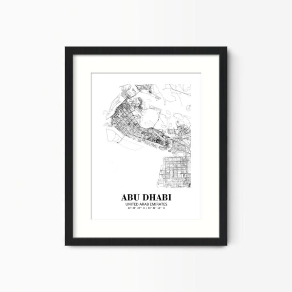 Eleville Unframed Abu Dhabi United Arab Emirates City View Abstract Road Modern Map Art Print Poster Wall Office Home Decor Minimalist Line Art Hometown wgn232