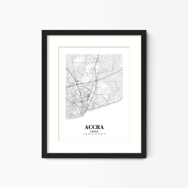 Eleville Unframed Accra Ghana City View Abstract Road Modern Map Art Print Poster Wall Office Home Decor Minimalist Line Art Hometown wgn233