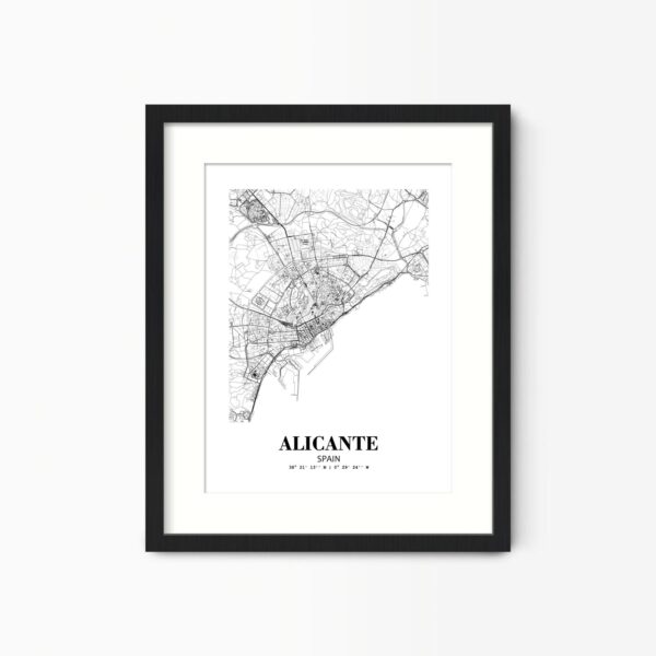 Eleville Unframed Alicante Spain City View Abstract Road Modern Map Art Print Poster Wall Office Home Decor Minimalist Line Art Hometown wgn238