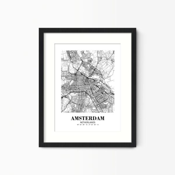 Eleville Unframed Amsterdam Netherlands City View Abstract Road Modern Map Art Print Poster Wall Office Home Decor Minimalist Line Art Hometown wgn239