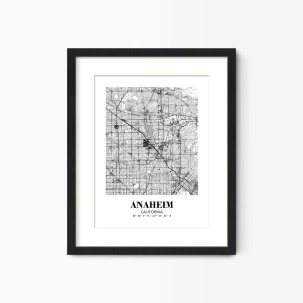 Eleville Unframed Anaheim California City View Abstract Road Modern Map Art Print Poster Wall Office Home Decor Minimalist Line Art Hometown wgn240