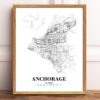 Eleville Unframed Anchorage Alaska City View Abstract Road Modern Map Art Print Poster Wall Office Home Decor Minimalist Line Art Hometown wgn241 - Image 2
