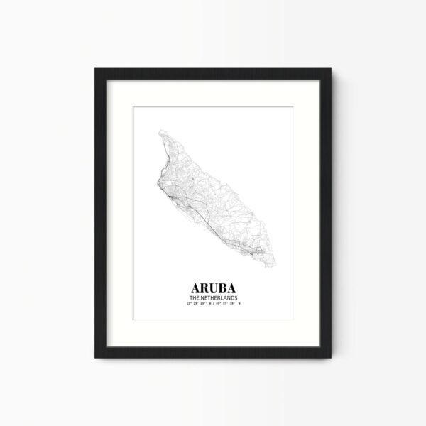Eleville Unframed Aruba The Netherlands City View Abstract Road Modern Map Art Print Poster Wall Office Home Decor Minimalist Line Art Hometown wgn243
