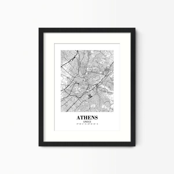 Eleville Unframed Athens Greece City View Abstract Road Modern Map Art Print Poster Wall Office Home Decor Minimalist Line Art Hometown wgn245