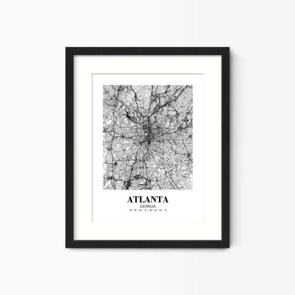 Eleville Unframed Atlanta Georgia City View Abstract Road Modern Map Art Print Poster Wall Office Home Decor Minimalist Line Art Hometown wgn246
