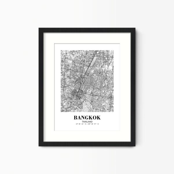 Eleville Unframed Bangkok Thailand City View Abstract Road Modern Map Art Print Poster Wall Office Home Decor Minimalist Line Art Hometown wgn251