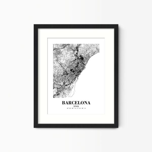 Eleville Unframed Barcelona Spain City View Abstract Road Modern Map Art Print Poster Wall Office Home Decor Minimalist Line Art Hometown wgn252