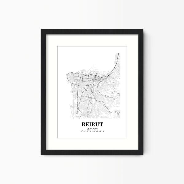 Eleville Unframed Beirut Lebanon City View Abstract Road Modern Map Art Print Poster Wall Office Home Decor Minimalist Line Art Hometown wgn255