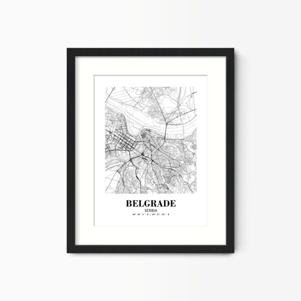 Eleville Unframed Belgrade Serbia City View Abstract Road Modern Map Art Print Poster Wall Office Home Decor Minimalist Line Art Hometown wgn257
