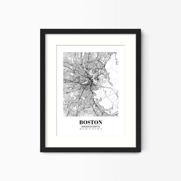 Eleville Unframed Boston Massachusetts City View Abstract Road Modern Map Art Print Poster Wall Office Home Decor Minimalist Line Art Hometown wgn266