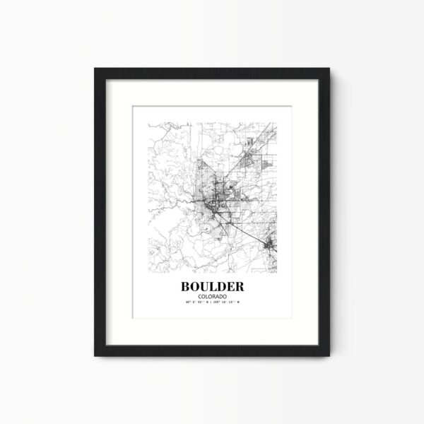Eleville Unframed Boulder Colorado City View Abstract Road Modern Map Art Print Poster Wall Office Home Decor Minimalist Line Art Hometown wgn267