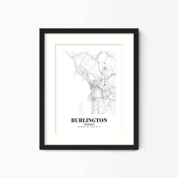 Eleville Unframed Burlington Vermont City View Abstract Road Modern Map Art Print Poster Wall Office Home Decor Minimalist Line Art Hometown wgn278