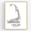 Eleville Unframed Cape Cod Massachusetts City View Abstract Road Modern Map Art Print Poster Wall Office Home Decor Minimalist Line Art Hometown wgn283 - Image 4