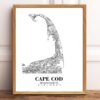 Eleville Unframed Cape Cod Massachusetts City View Abstract Road Modern Map Art Print Poster Wall Office Home Decor Minimalist Line Art Hometown wgn283 - Image 2
