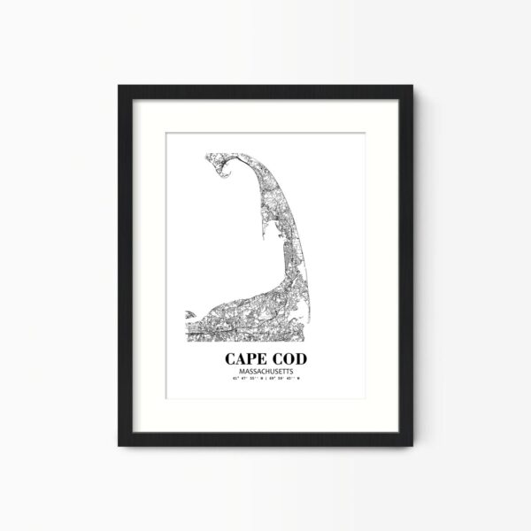 Eleville Unframed Cape Cod Massachusetts City View Abstract Road Modern Map Art Print Poster Wall Office Home Decor Minimalist Line Art Hometown wgn283