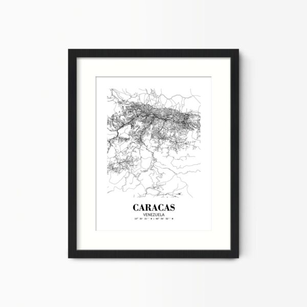 Eleville Unframed Caracas Venezuela City View Abstract Road Modern Map Art Print Poster Wall Office Home Decor Minimalist Line Art Hometown wgn285