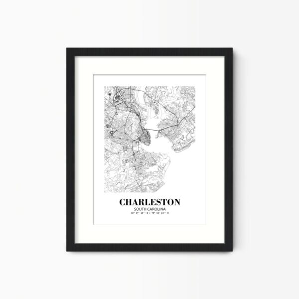 Eleville Unframed Charleston South Carolina City View Abstract Road Modern Map Art Print Poster Wall Office Home Decor Minimalist Line Art Hometown wgn287