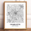 Eleville Unframed Charlotte North Carolina City View Abstract Road Modern Map Art Print Poster Wall Office Home Decor Minimalist Line Art Hometown wgn288 - Image 2