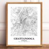 Eleville Unframed Chattanooga Tennessee City View Abstract Road Modern Map Art Print Poster Wall Office Home Decor Minimalist Line Art Hometown wgn289 - Image 2