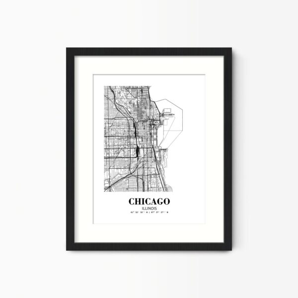 Eleville Unframed Chicago Illinois City View Abstract Road Modern Map Art Print Poster Wall Office Home Decor Minimalist Line Art Hometown wgn291