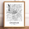 Eleville Unframed Cincinnati Ohio City View Abstract Road Modern Map Art Print Poster Wall Office Home Decor Minimalist Line Art Hometown wgn293 - Image 2