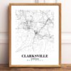 Eleville Unframed Clarksville Tennessee City View Abstract Road Modern Map Art Print Poster Wall Office Home Decor Minimalist Line Art Hometown wgn294 - Image 2