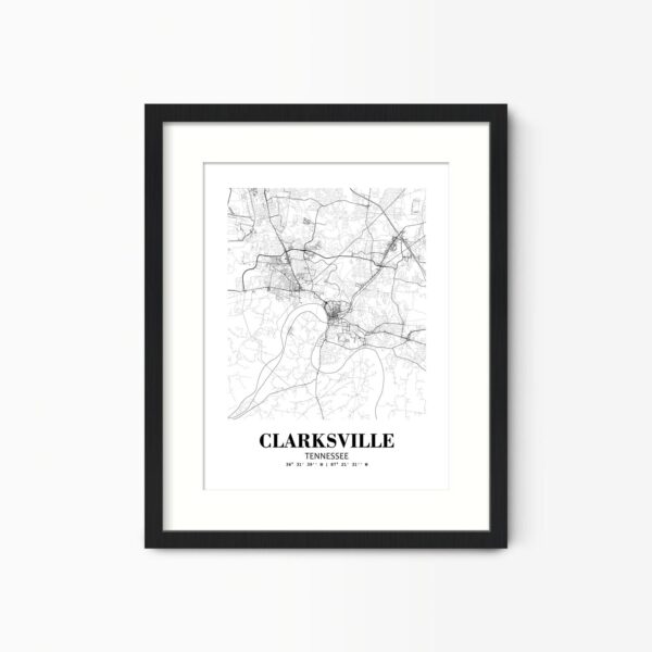 Eleville Unframed Clarksville Tennessee City View Abstract Road Modern Map Art Print Poster Wall Office Home Decor Minimalist Line Art Hometown wgn294