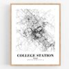 Eleville Unframed College Station Texas City View Abstract Road Modern Map Art Print Poster Wall Office Home Decor Minimalist Line Art Hometown wgn296 - Image 4
