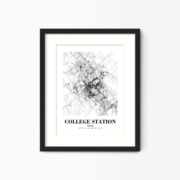 Eleville Unframed College Station Texas City View Abstract Road Modern Map Art Print Poster Wall Office Home Decor Minimalist Line Art Hometown wgn296