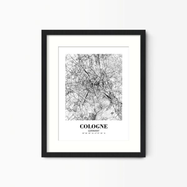 Eleville Unframed Cologne Germany City View Abstract Road Modern Map Art Print Poster Wall Office Home Decor Minimalist Line Art Hometown wgn297