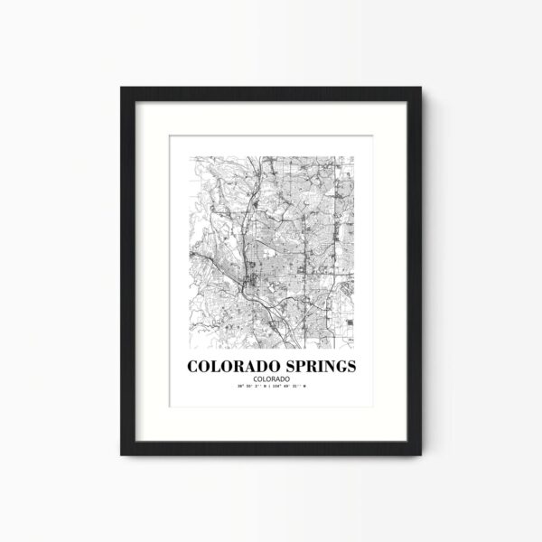 Eleville Unframed Colorado Springs Colorado City View Abstract Road Modern Map Art Print Poster Wall Office Home Decor Minimalist Line Art Hometown wgn298