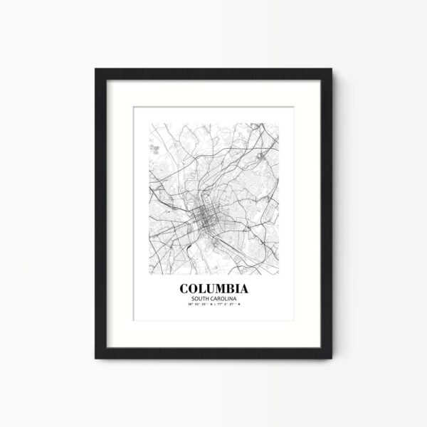 Eleville Unframed Columbia South Carolina City View Abstract Road Modern Map Art Print Poster Wall Office Home Decor Minimalist Line Art Hometown wgn299