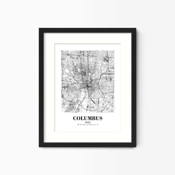 Eleville Unframed Columbus Ohio City View Abstract Road Modern Map Art Print Poster Wall Office Home Decor Minimalist Line Art Hometown wgn300