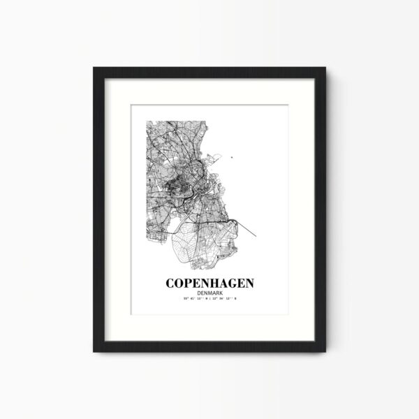 Eleville Unframed Copenhagen Denmark City View Abstract Road Modern Map Art Print Poster Wall Office Home Decor Minimalist Line Art Hometown wgn301
