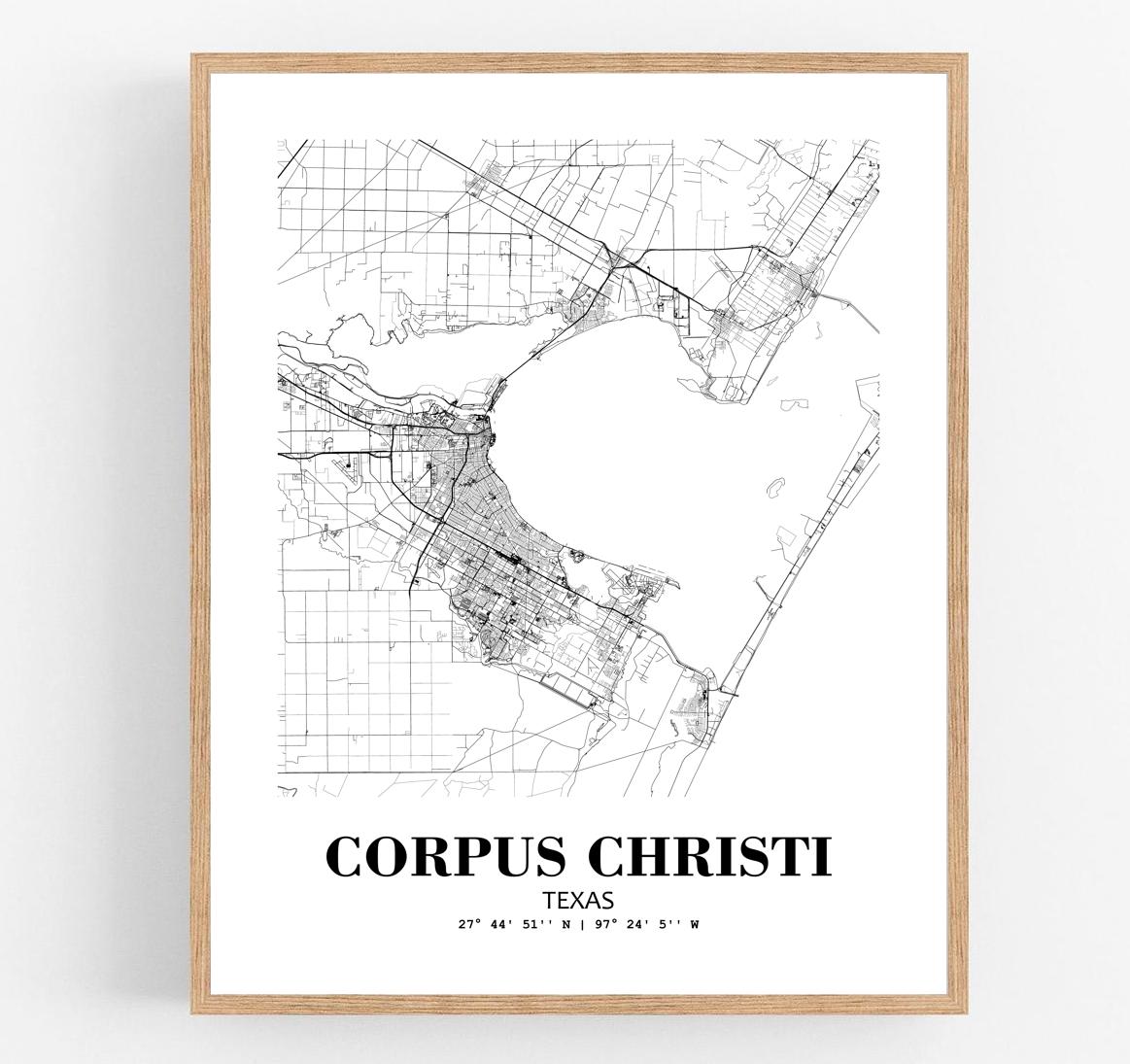 Eleville Unframed Corpus Christi Texas City View Abstract Road Modern Map Art Print Poster Wall Office Home Decor Minimalist Line Art Hometown wgn302 - Image 4