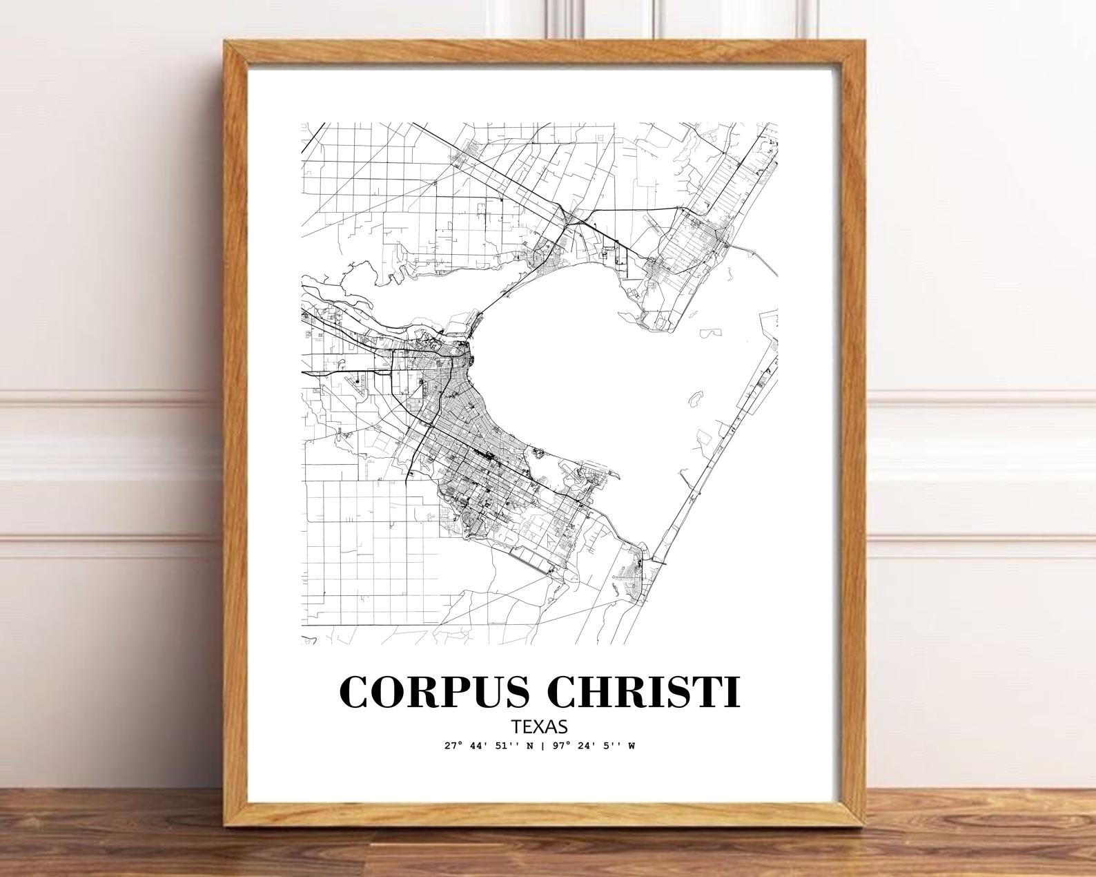 Eleville Unframed Corpus Christi Texas City View Abstract Road Modern Map Art Print Poster Wall Office Home Decor Minimalist Line Art Hometown wgn302 - Image 2