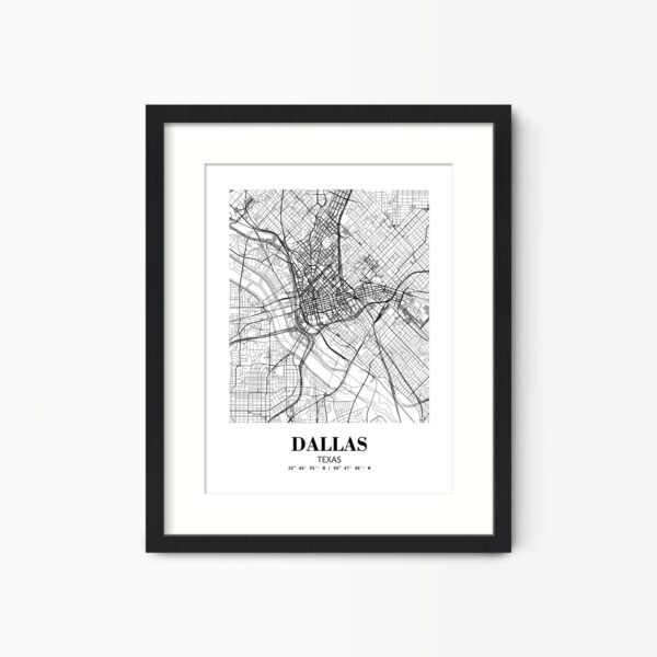 Eleville Unframed Dallas Texas City View Abstract Road Modern Map Art Print Poster Wall Office Home Decor Minimalist Line Art Hometown wgn303