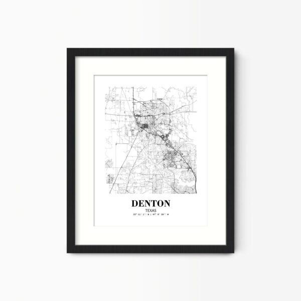 Eleville Unframed Denton Texas City View Abstract Road Modern Map Art Print Poster Wall Office Home Decor Minimalist Line Art Hometown wgn306