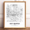 Eleville Unframed Des Moines Iowa City View Abstract Road Modern Map Art Print Poster Wall Office Home Decor Minimalist Line Art Hometown wgn308 - Image 2
