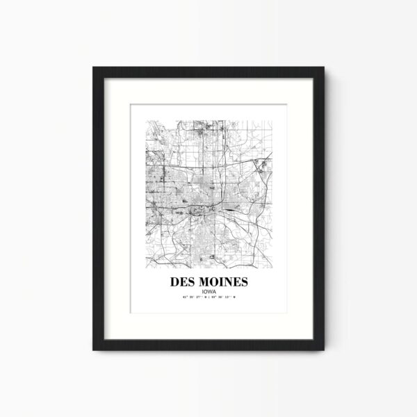 Eleville Unframed Des Moines Iowa City View Abstract Road Modern Map Art Print Poster Wall Office Home Decor Minimalist Line Art Hometown wgn308