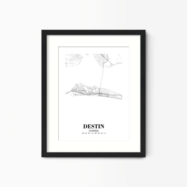 Eleville Unframed Destin Florida City View Abstract Road Modern Map Art Print Poster Wall Office Home Decor Minimalist Line Art Hometown wgn309