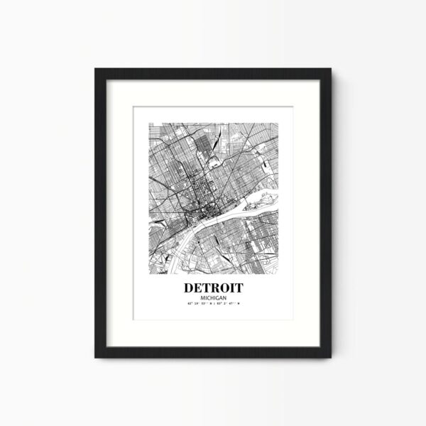 Eleville Unframed Detroit Michigan City View Abstract Road Modern Map Art Print Poster Wall Office Home Decor Minimalist Line Art Hometown wgn310