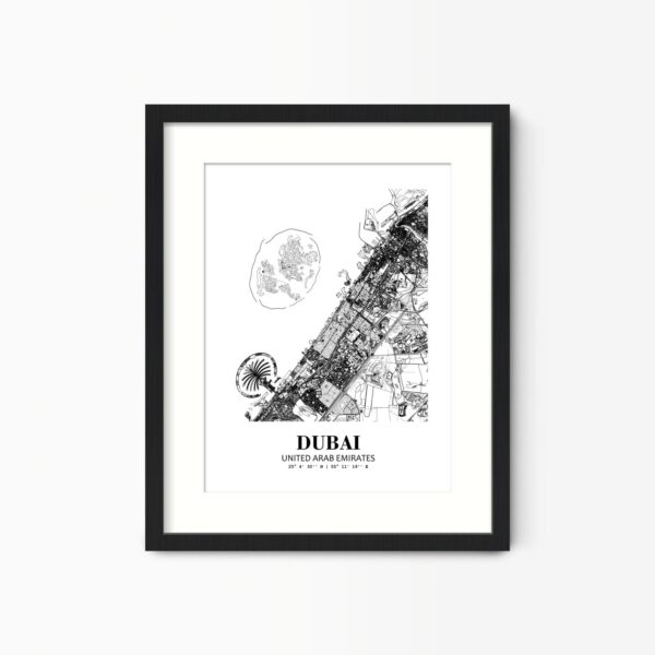 Eleville Unframed Dubai United Arab Emirates City View Abstract Road Modern Map Art Print Poster Wall Office Home Decor Minimalist Line Art Hometown wgn311