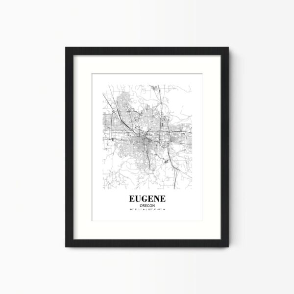 Eleville Unframed Eugene Oregon City View Abstract Road Modern Map Art Print Poster Wall Office Home Decor Minimalist Line Art Hometown wgn319