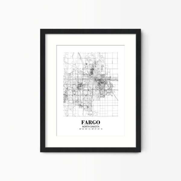 Eleville Unframed Fargo North Dakota City View Abstract Road Modern Map Art Print Poster Wall Office Home Decor Minimalist Line Art Hometown wgn320