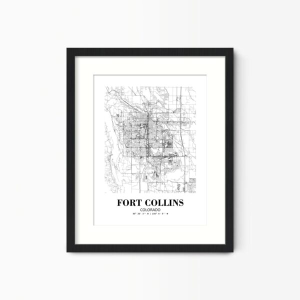 Eleville Unframed Fort Collins Colorado City View Abstract Road Modern Map Art Print Poster Wall Office Home Decor Minimalist Line Art Hometown wgn322
