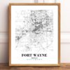 Eleville Unframed Fort Wayne Indiana City View Abstract Road Modern Map Art Print Poster Wall Office Home Decor Minimalist Line Art Hometown wgn323 - Image 2