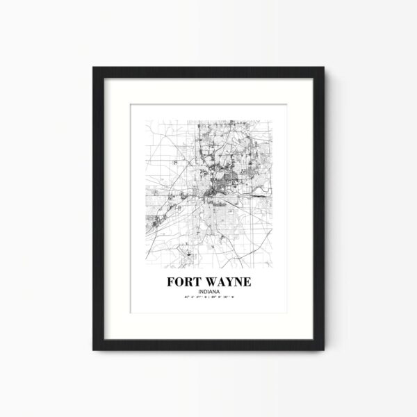 Eleville Unframed Fort Wayne Indiana City View Abstract Road Modern Map Art Print Poster Wall Office Home Decor Minimalist Line Art Hometown wgn323